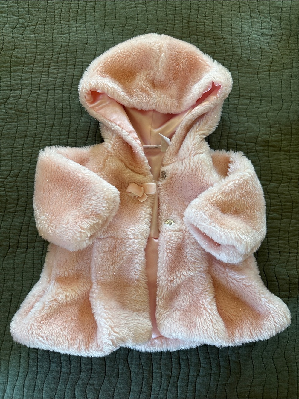 Plush Hooded Pink Baby Coat